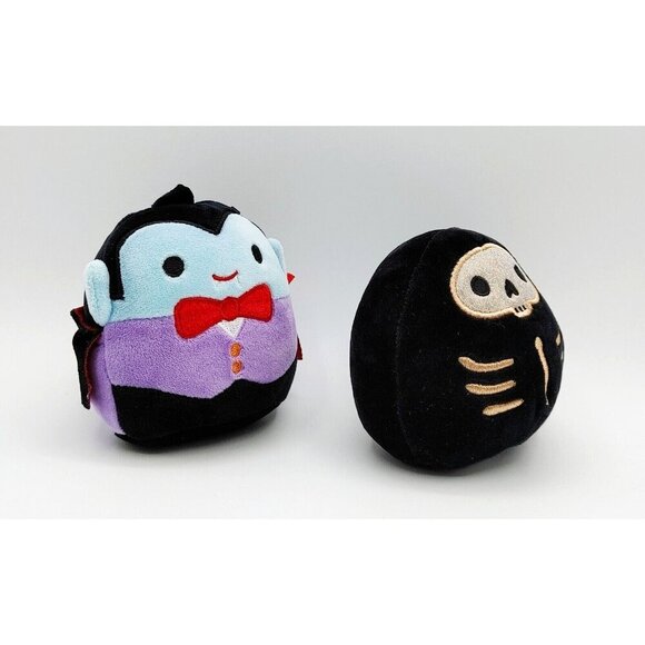 Squishmallow 4.5" Plush Stix Skeleton Black Gold & Vlad Vampire Dracula - Picture 2 of 6